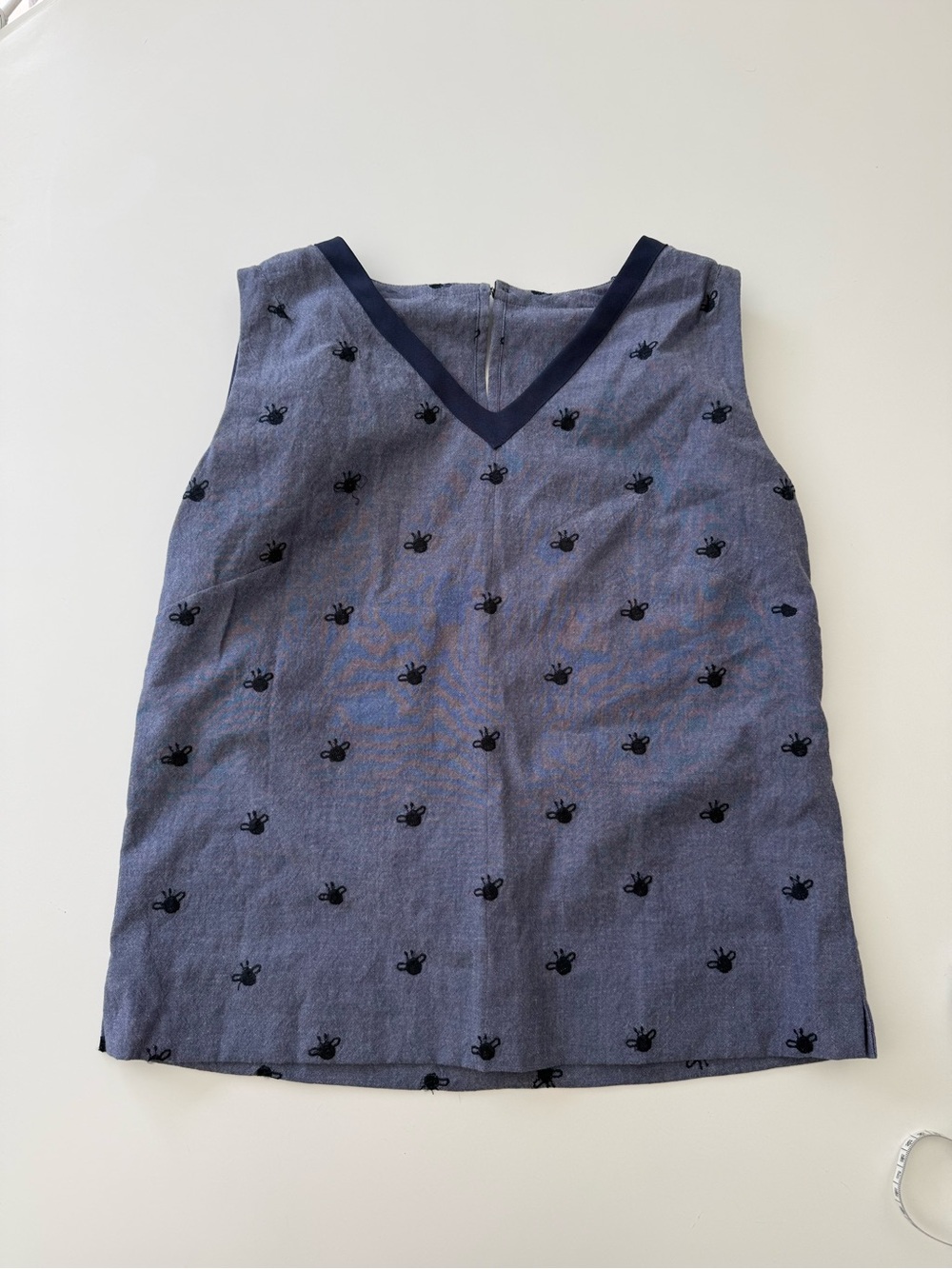 Vintage-Style Linen Denim Look Sleeveless Top